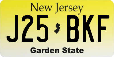 NJ license plate J25BKF