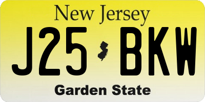 NJ license plate J25BKW