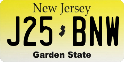 NJ license plate J25BNW