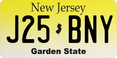 NJ license plate J25BNY
