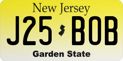 NJ license plate J25BOB