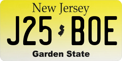 NJ license plate J25BOE