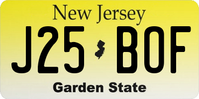 NJ license plate J25BOF