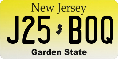 NJ license plate J25BOQ