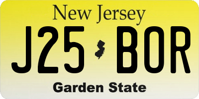 NJ license plate J25BOR