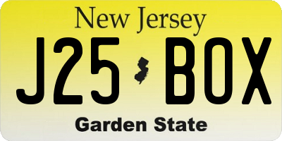 NJ license plate J25BOX