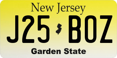 NJ license plate J25BOZ