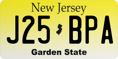 NJ license plate J25BPA