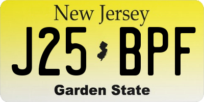 NJ license plate J25BPF