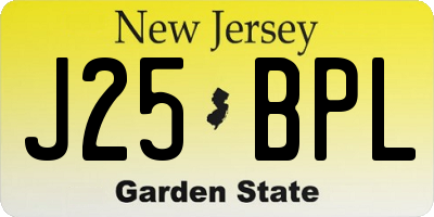 NJ license plate J25BPL