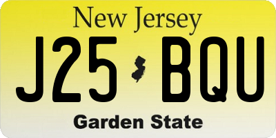 NJ license plate J25BQU