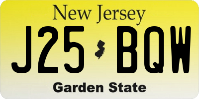 NJ license plate J25BQW