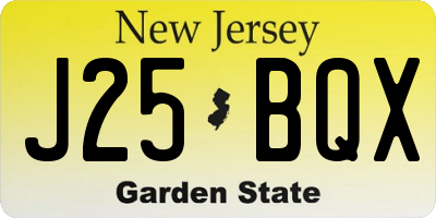 NJ license plate J25BQX
