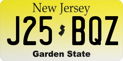 NJ license plate J25BQZ