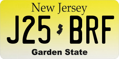 NJ license plate J25BRF