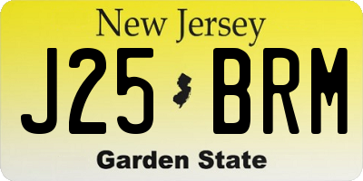 NJ license plate J25BRM