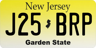 NJ license plate J25BRP
