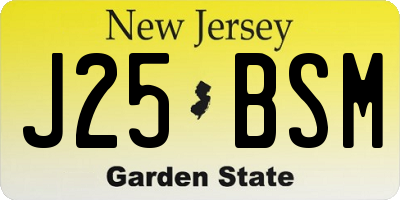 NJ license plate J25BSM