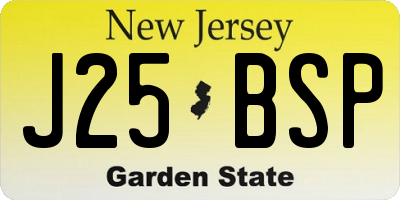NJ license plate J25BSP