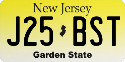 NJ license plate J25BST