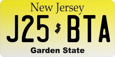 NJ license plate J25BTA