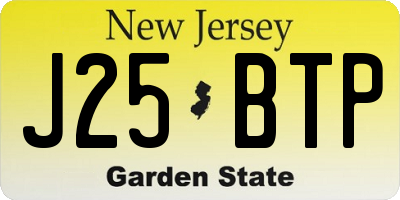 NJ license plate J25BTP