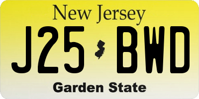 NJ license plate J25BWD