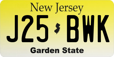 NJ license plate J25BWK