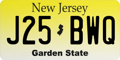 NJ license plate J25BWQ