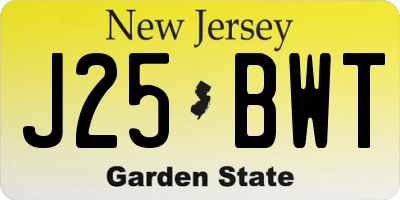 NJ license plate J25BWT
