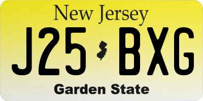 NJ license plate J25BXG