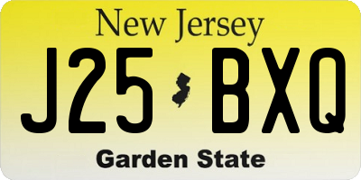NJ license plate J25BXQ