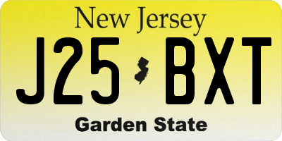 NJ license plate J25BXT