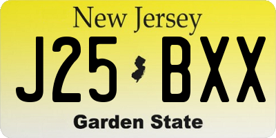 NJ license plate J25BXX