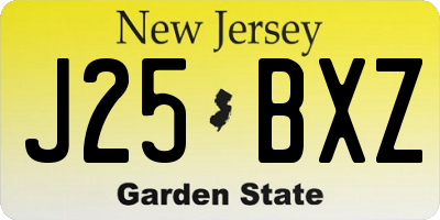 NJ license plate J25BXZ
