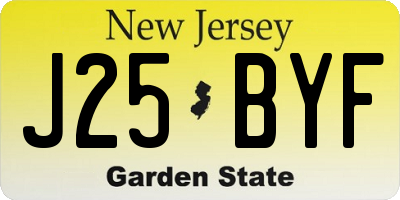 NJ license plate J25BYF