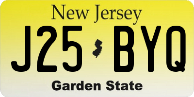 NJ license plate J25BYQ