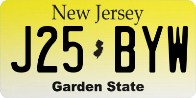 NJ license plate J25BYW