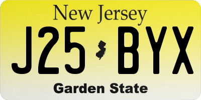 NJ license plate J25BYX