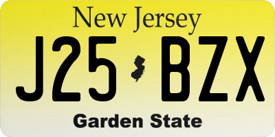 NJ license plate J25BZX