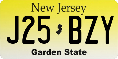 NJ license plate J25BZY