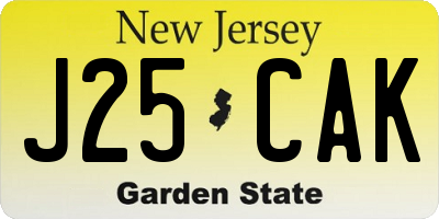 NJ license plate J25CAK