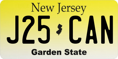 NJ license plate J25CAN