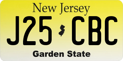 NJ license plate J25CBC