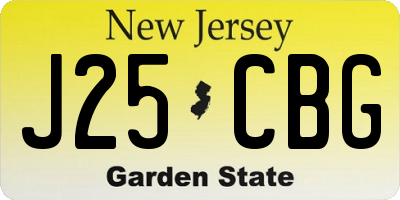 NJ license plate J25CBG