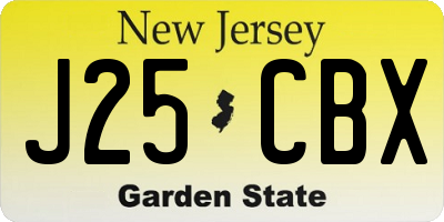 NJ license plate J25CBX
