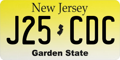 NJ license plate J25CDC