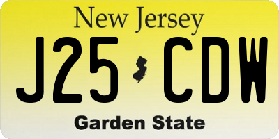 NJ license plate J25CDW