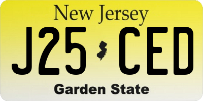NJ license plate J25CED