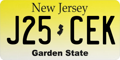 NJ license plate J25CEK